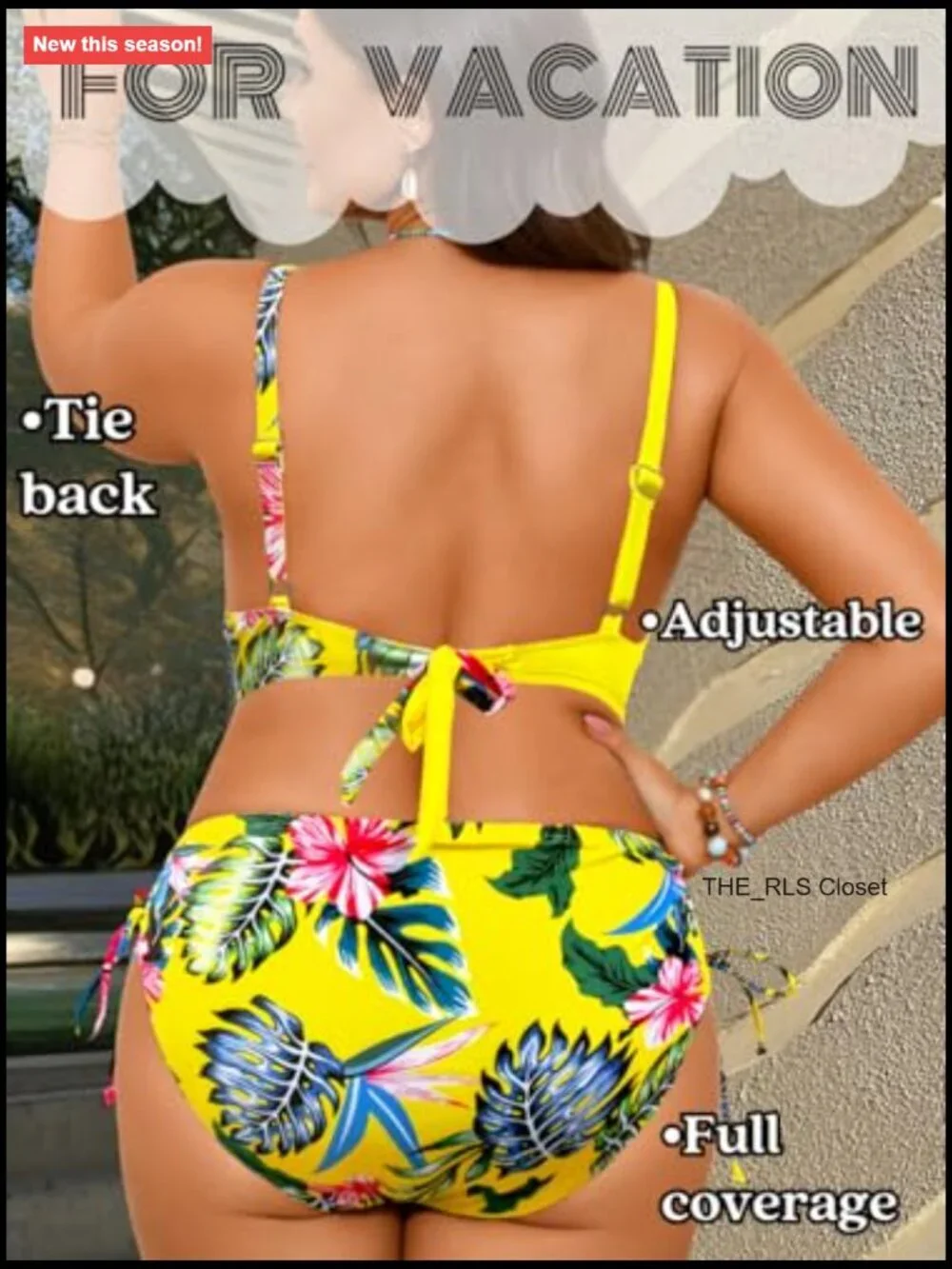 Plus Size Floral Bikini Set, Push Up High Waisted, Tummy Control, Full